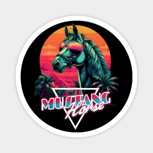 Retro Wave Miami Mustang Horse Design Magnet